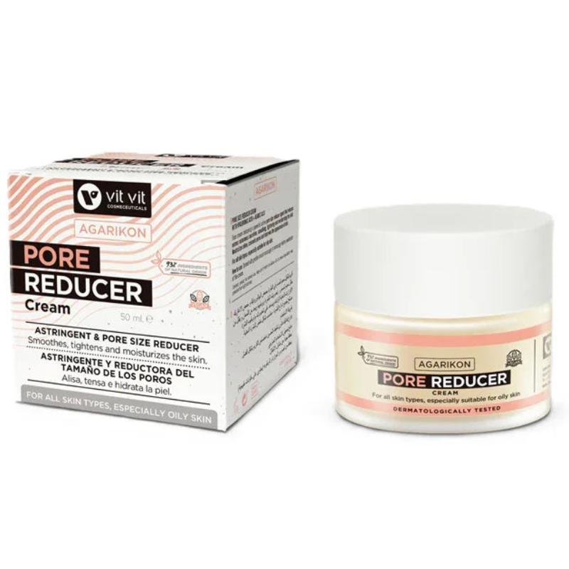 Crème réductrice de pores Agarikon Vit Vit, soin visage Alazina, pot et boîte visibles