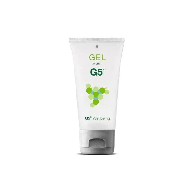 Tube de gel G5 silicium organique, soin naturel Alazina, sur fond blanc.