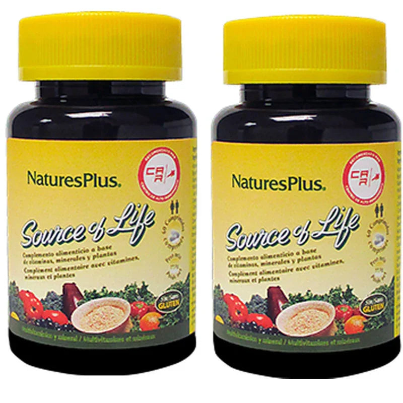 Lot de 2 compléments alimentaires Source of Life NaturesPlus, vitamines et minéraux, Alazina