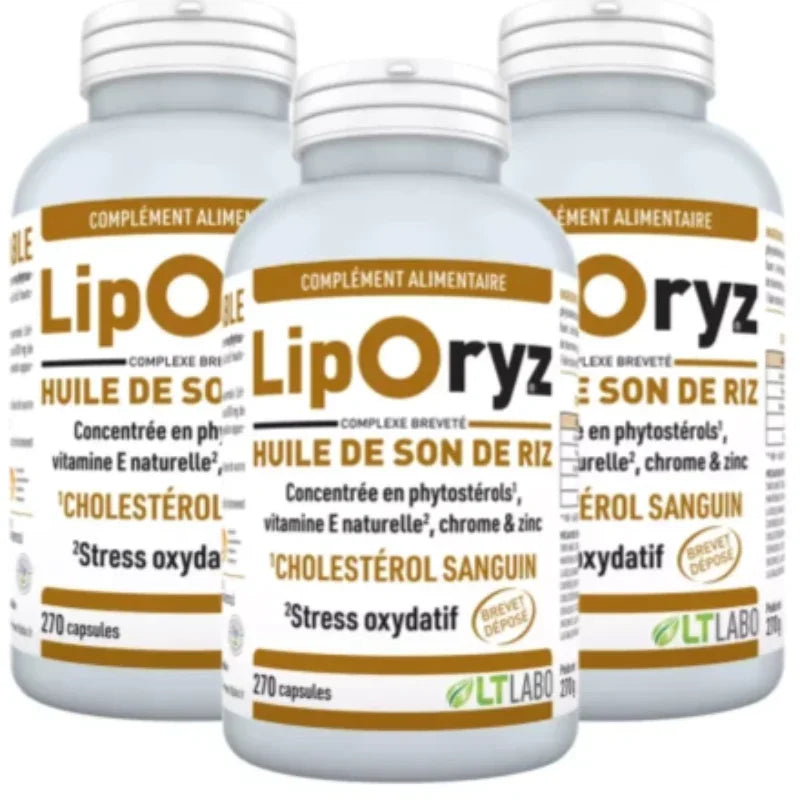 Set de 3 LipOryz huile de son de riz, compléments alimentaires naturels Alazina