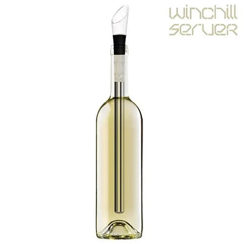 Bouteille de vin blanc avec refroidisseur et bec verseur, accessoire Winchill Server Alazina.