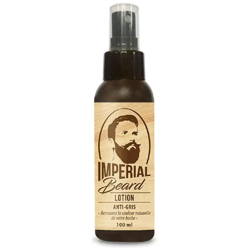 Flacon de lotion anti-gris pour barbe Imperial Beard 100 ml, cosmétique naturel Alazina.