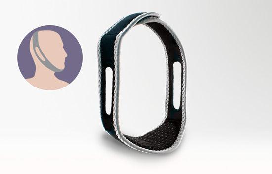 Bande anti-ronflement noire avec illustration d'utilisation, disponible sur Alazina.