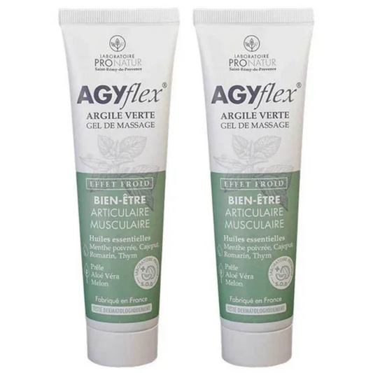 Duo de tubes Agyflex gel de massage argile verte Pronatur, bien-être articulaire, Alazina
