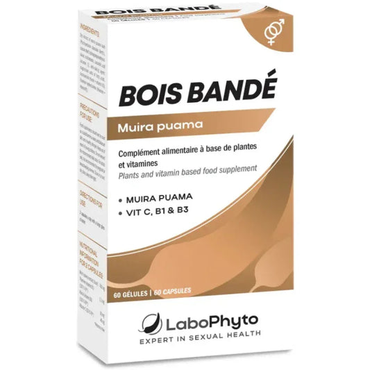 Boîte de complément alimentaire Bois Bandé Muira Puama LaboPhyto, 60 gélules, en vente chez Alazina.