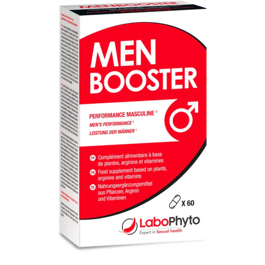 Boîte Men Booster LaboPhyto, complément alimentaire pour performance masculine, 60 gélules, Alazina.