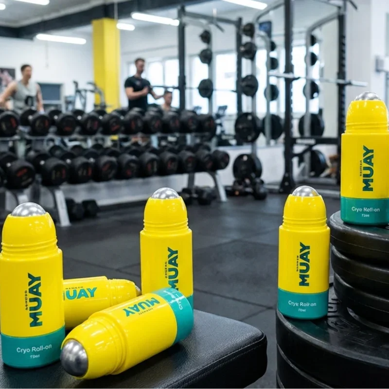 Pack de 6 Roll-On Namman Muay jaune et bleu en salle de sport, cosmétiques bien-être Alazina