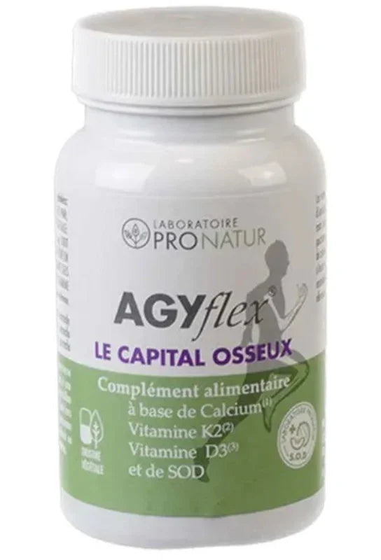 Boîte de complément alimentaire AGYflex Capital Osseux Pronatur avec calcium, vitamines K2 et D3, boutique Alazina.