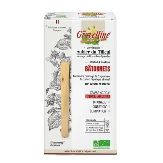Boîte Aubier du Tilleul bâtonnets La Gravelline, complément naturel, Alazina boutique