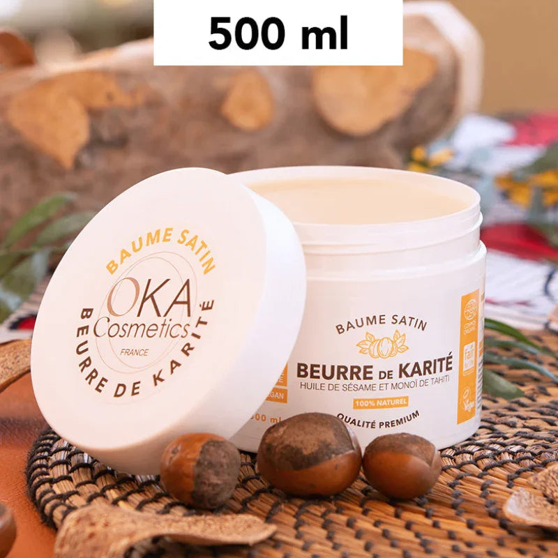 Pot de baume satin beurre de karité 500ml OKA Cosmetics, soin naturel Alazina