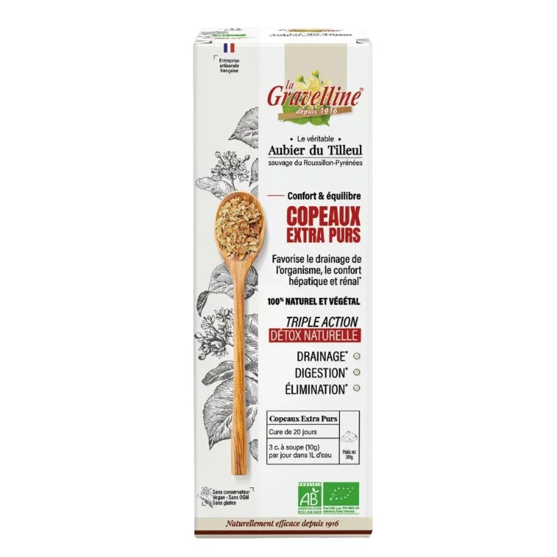 Boîte de copeaux extra purs d'aubier de tilleul La Gravelline, detox naturel, Alazina.