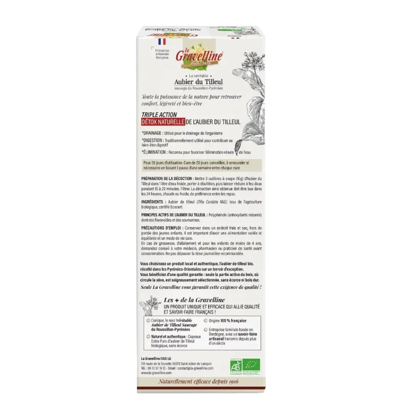 Emballage copeaux d’aubier de tilleul La Gravelline bio, 200g, produit naturel Alazina