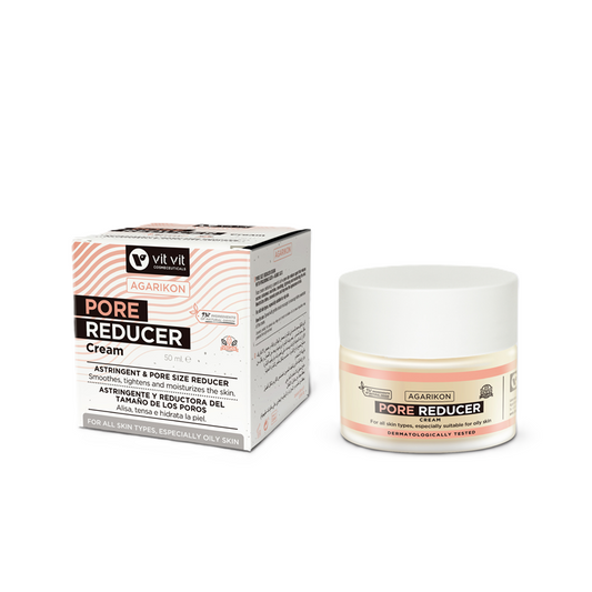Crème réductrice de pores Agarikon Vit Vit, soin visage Alazina, pot et boîte visibles