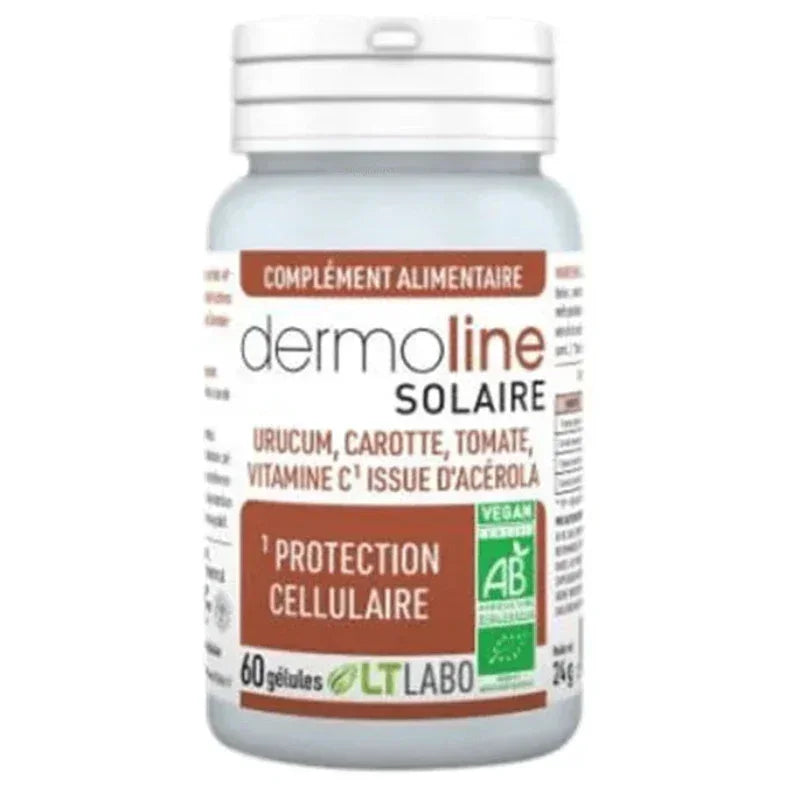 Complément alimentaire Dermoline Solaire 60 gélules LT Labo, protection cellulaire, Alazina