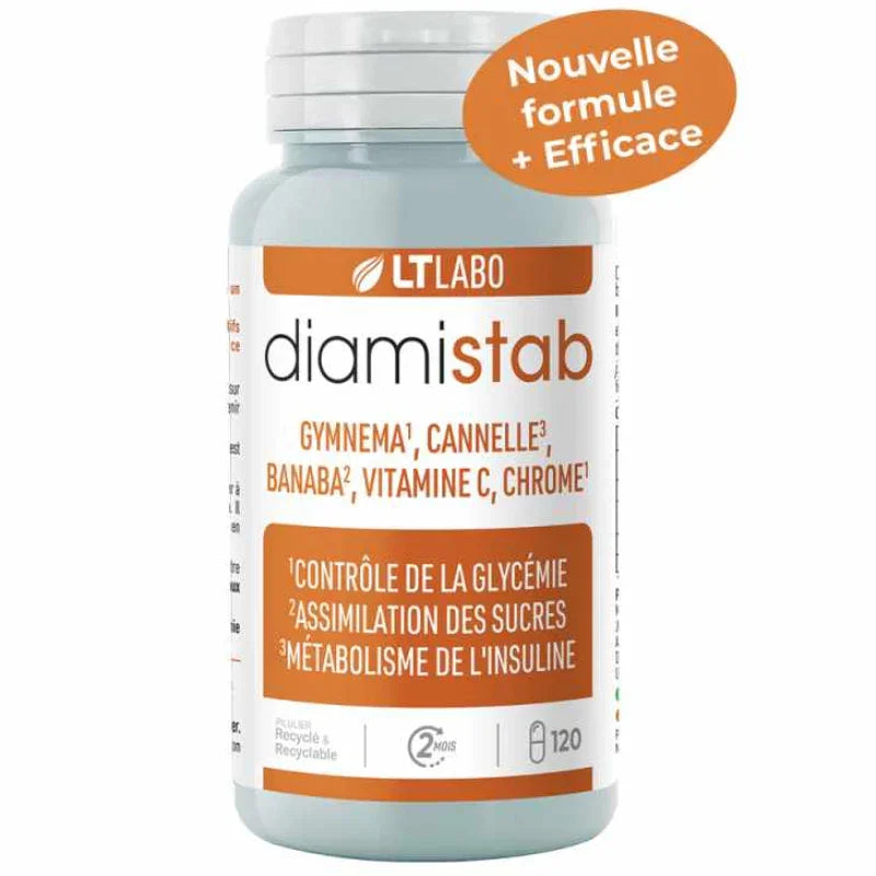 Complément alimentaire Diamistab LT Labo 120 gélules, contrôle de la glycémie, Alazina