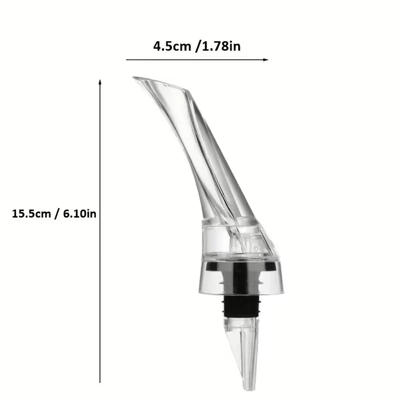Bec verseur aérateur de vin transparent avec dimensions 15,5 cm x 4,5 cm, accessoire Alazina