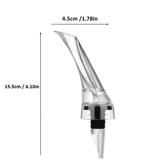 Bec verseur aérateur de vin transparent avec dimensions 15,5 cm x 4,5 cm, accessoire Alazina