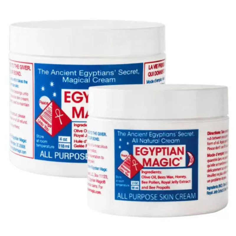 Duo de crèmes Egyptian Magic 59 ml et 118 ml, soin naturel peau, disponible sur Alazina.