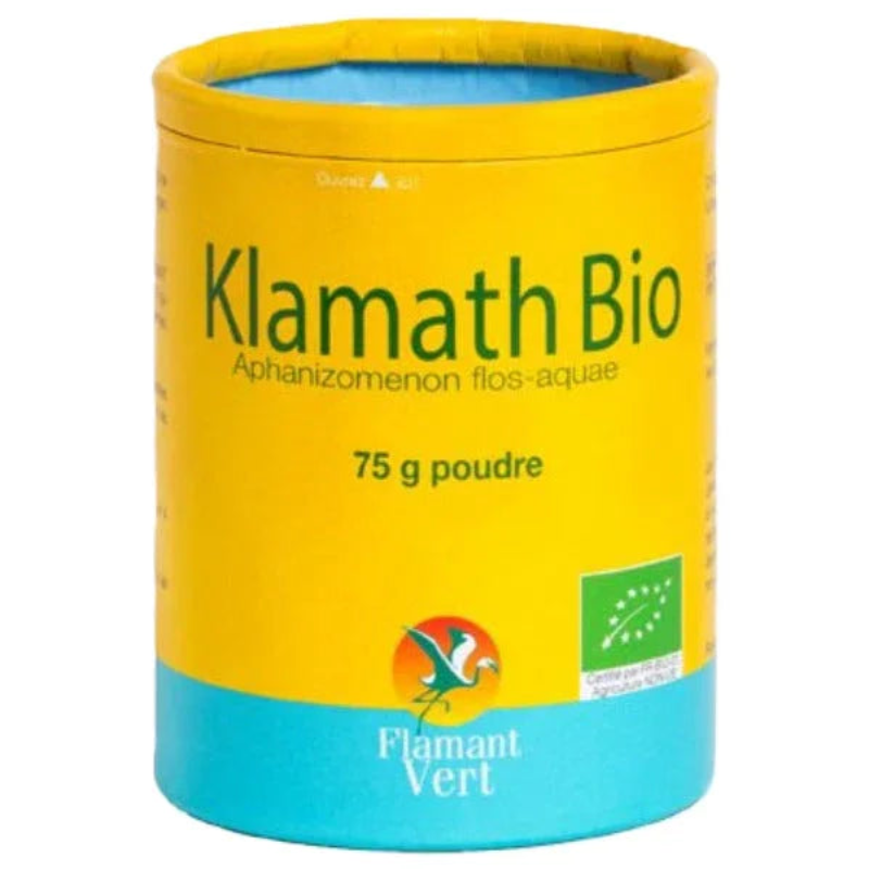 Boîte Flamant Vert Klamath Bio 75g poudre, complément alimentaire naturel Alazina