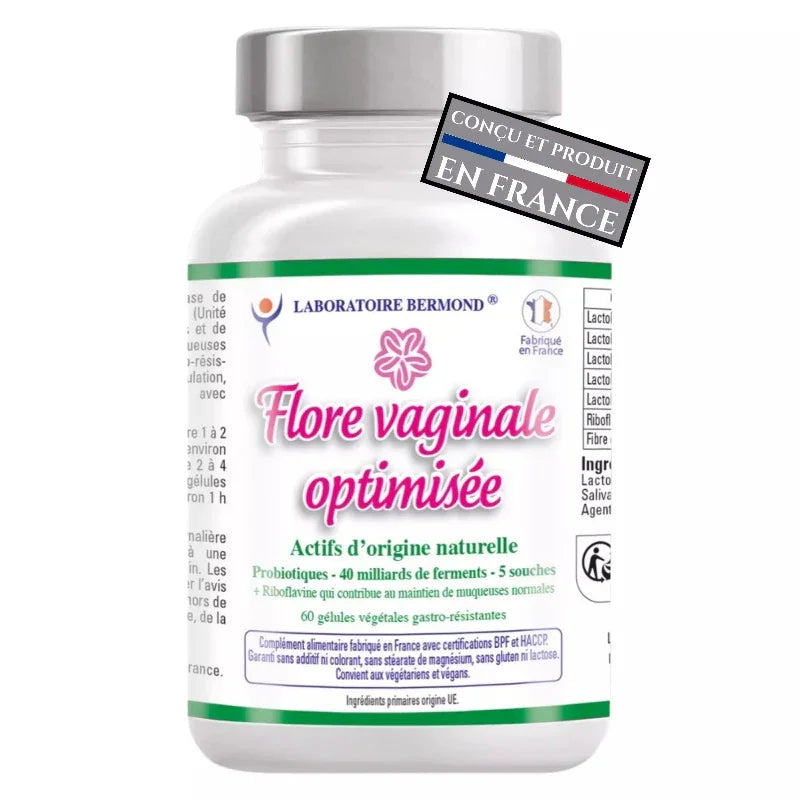 Complément alimentaire Flore vaginale optimisée Laboratoire Bermond, 60 gélules, fabriqué en France