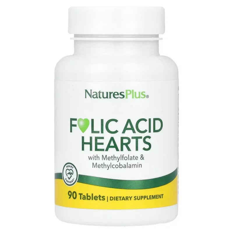 Flacon NaturesPlus Folic Acid Hearts, 90 comprimés, complément alimentaire naturel