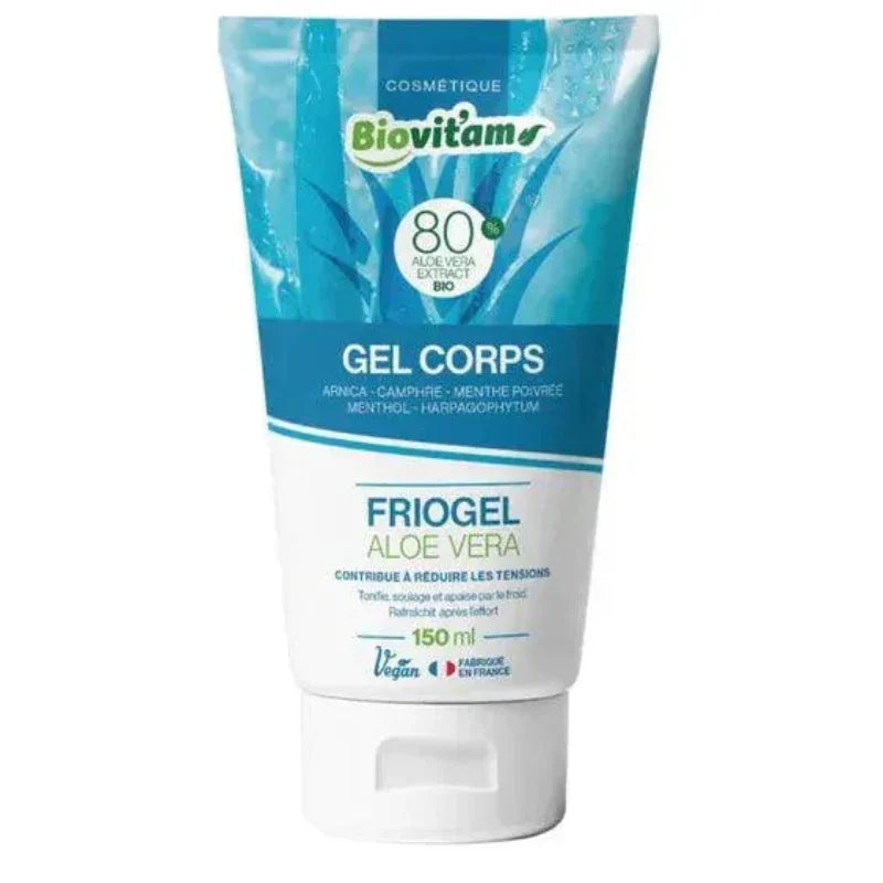 Tube de gel corps Biovitam Friogel Aloe Vera 150ml, cosmétique naturel en vente sur Alazina