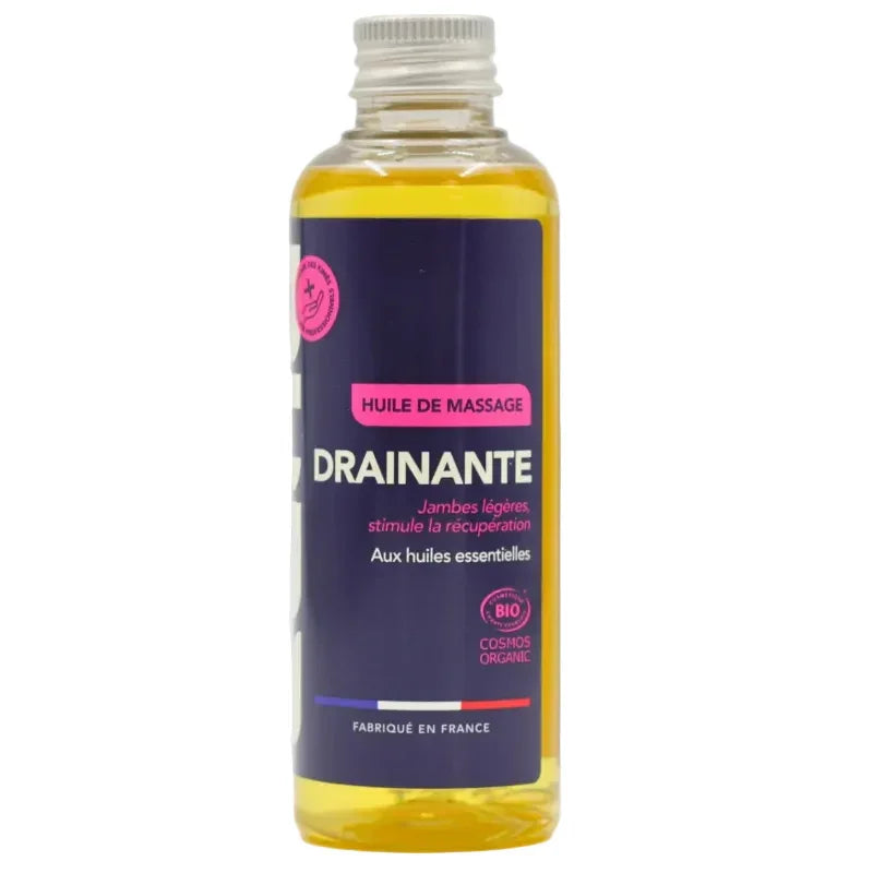 Huile de massage drainante Eona 100ml bio, soin naturel jambes légères, Alazina