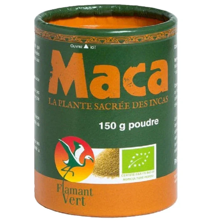 Boîte de poudre de maca bio Flamant Vert, complément alimentaire naturel, 150g, Alazina