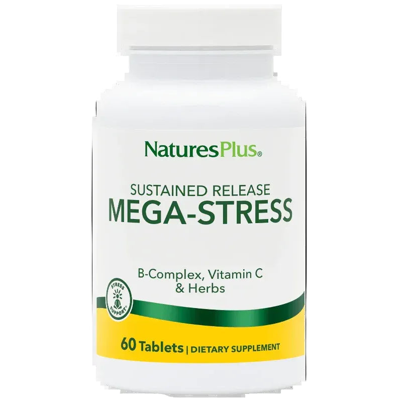 Complément alimentaire Mega-Stress Natures Plus, 60 comprimés, disponible sur Alazina.