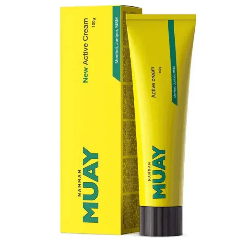 Crème Namman Muay Active, tube jaune 100g, cosmétiques Alazina, soin naturel.