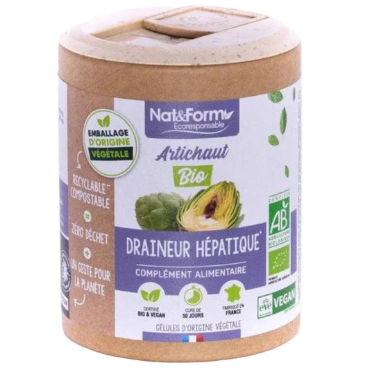 Complément alimentaire Nat&Form Artichaut Bio, draineur hépatique, emballage végétal recyclable
