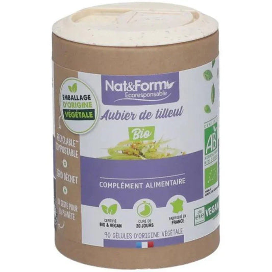 Complément alimentaire Nat&Form Aubier de tilleul bio, 90 gélules, emballage recyclable