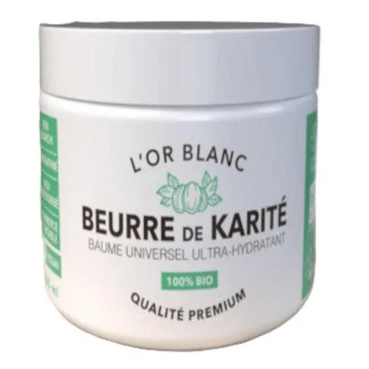 Pot de beurre de karité bio L'Or Blanc, cosmétique naturel Alazina, 100% hydratant