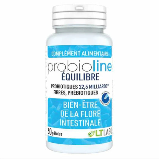 Flacon Probioline Équilibre LT Labo, complément alimentaire probiotiques pour flore intestinale, Alazina.