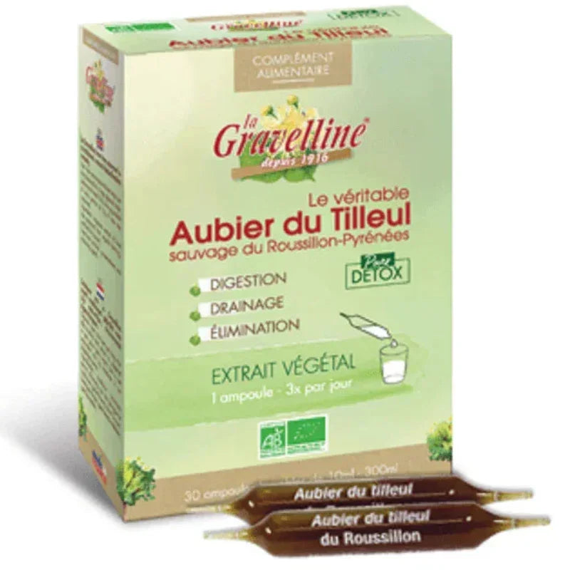 Boîte de compléments alimentaires Aubier du Tilleul La Gravelline, extrait végétal naturel.