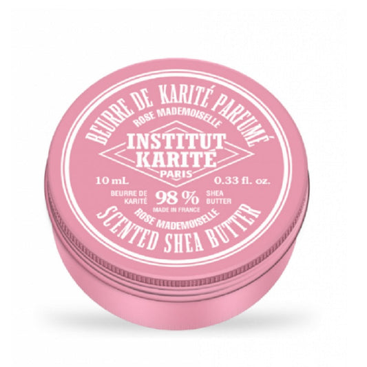 Boîte rose de beurre de karité parfumé 10 ml Institut Karité Paris, cosmétique naturel Alazina.