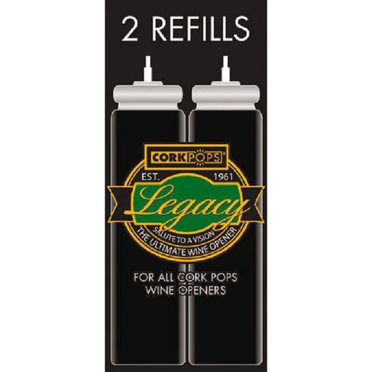 Recharge gaz Cork Pops Legacy, 2 cartouches pour tire-bouchon, accessoire vin chez Alazina
