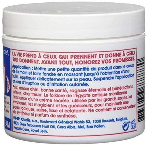 Pot de crème Egyptian Magic avec étiquette détaillée, en vente sur Alazina, soins naturels.