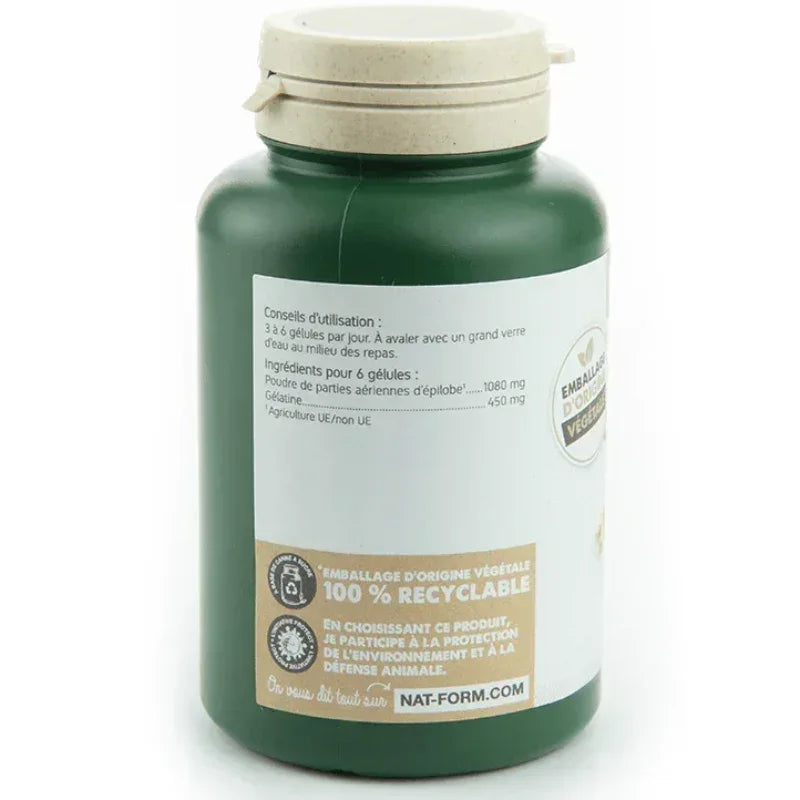 Flacon vert Nat-Form Épilobe, complément alimentaire naturel, emballage recyclable chez Alazina