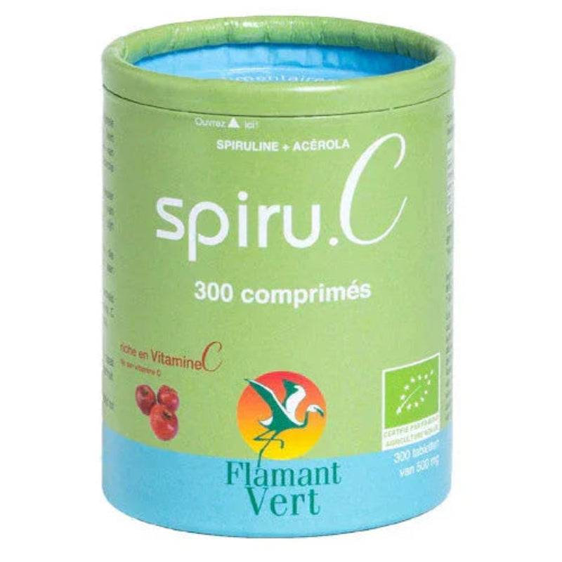 Boîte Flamant Vert Spiru.C 300 comprimés spiruline acérola, complément alimentaire naturel