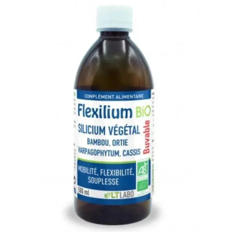 Bouteille Flexilium Bio buvable, complément alimentaire naturel à base de silicium végétal, 500ml
