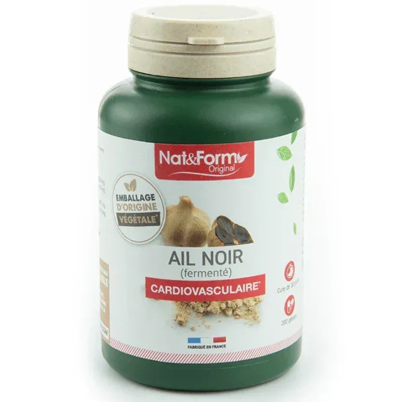 Complément alimentaire Nat&Form ail noir fermenté, pot vert, vendu chez Alazina