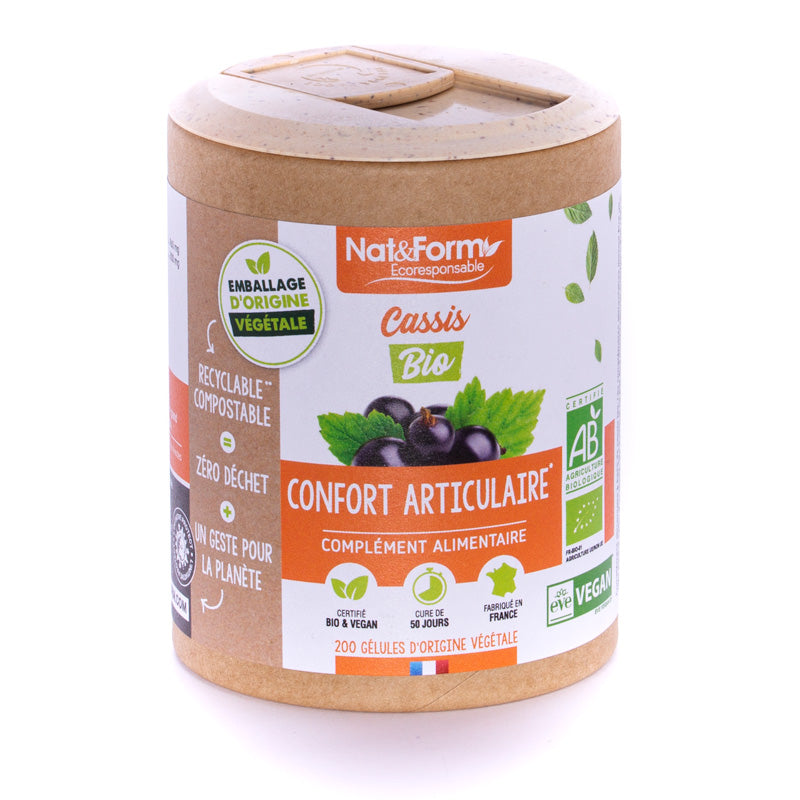 Nat & Form Cassis Bio et Vegan  90 gélules.Confort articulaire - Beauty Care  Store