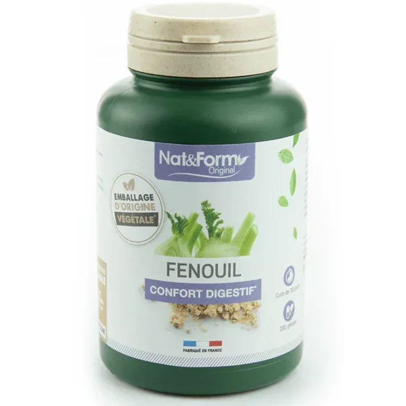 Complément alimentaire Nat&Form fenouil 200 gélules, confort digestif, Alazina.