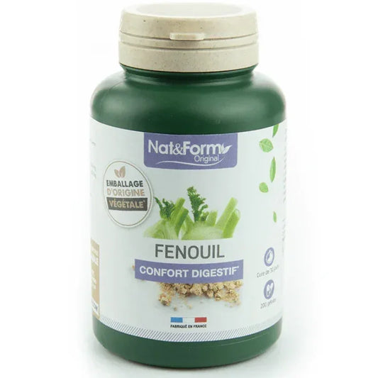 Complément alimentaire Nat&Form fenouil 200 gélules, confort digestif, Alazina.