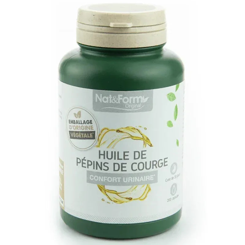 Flacon Nat&Form huile de pépins de courge, complément alimentaire naturel, Alazina.