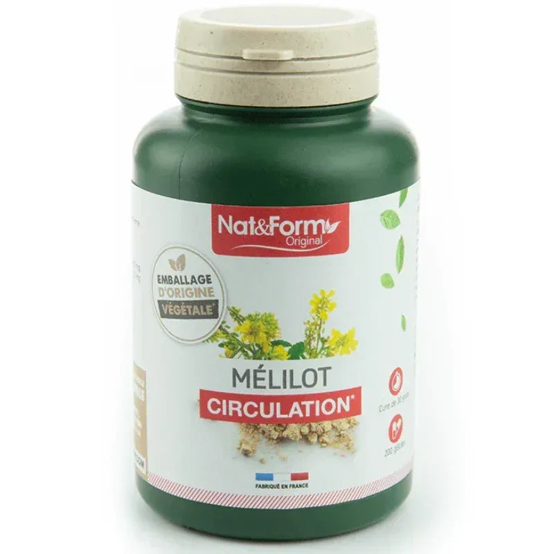 Complément alimentaire Nat&Form Méliot circulation, flacon vert, vente Alazina