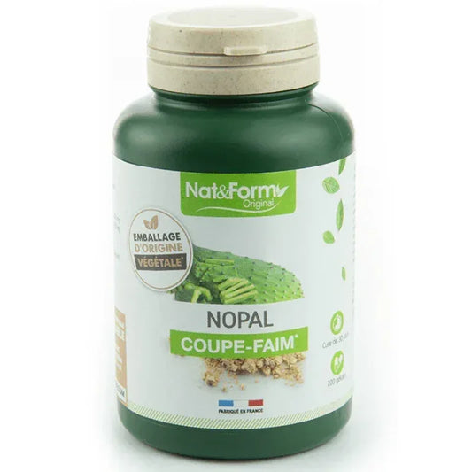 Complément alimentaire Nat&Form Nopal coupe-faim, flacon vert, boutique Alazina