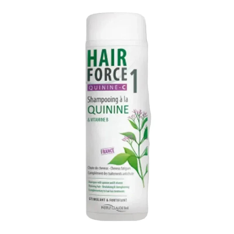 Shampoing Hair Force One à la quinine et vitamine B, flacon blanc, cosmétique naturel Alazina