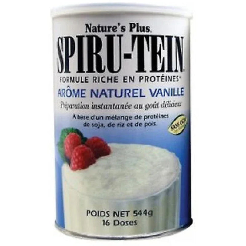 Boîte de Spiru-Tein vanille Nature's Plus, complément protéiné naturel chez Alazina.